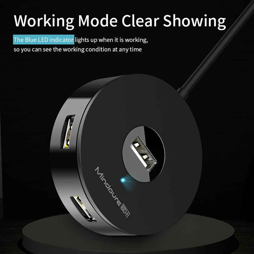 US018 0.3m USB to 4 X USB2.0 Docking Station Laptop Computer USB Hub Adapter - Black