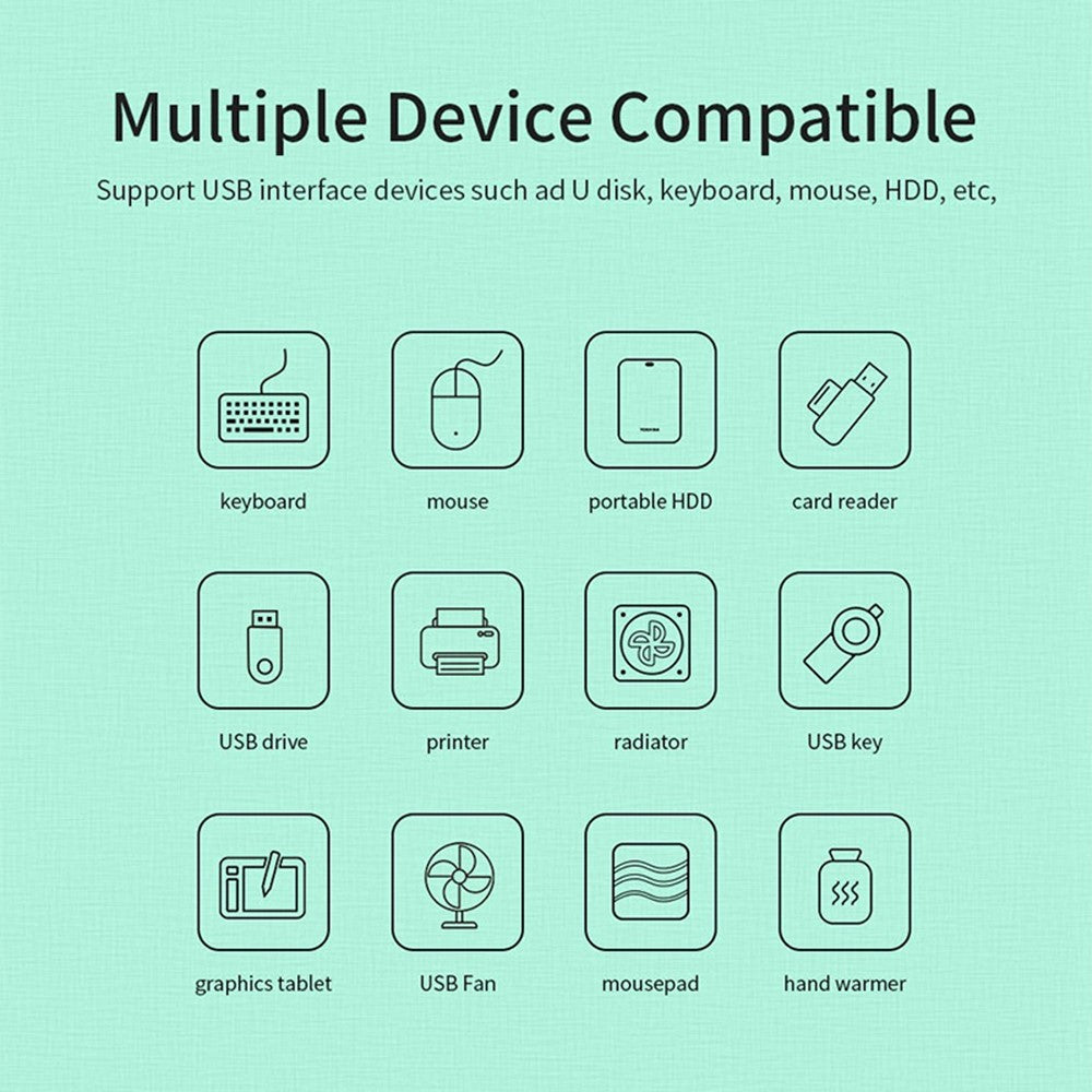 US018-0.3m-USB-to-4-X-USB2.0-Docking-Station-Laptop-Computer-USB-Hub-Adapter-Black