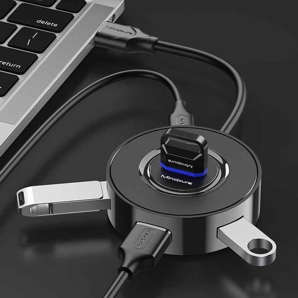 US034 0.3m Cabled USB Hub 4 Port Docking Station USB 2.0 Splitter Adapter for Laptop  /  Notebook  /  Tablet - Type-C