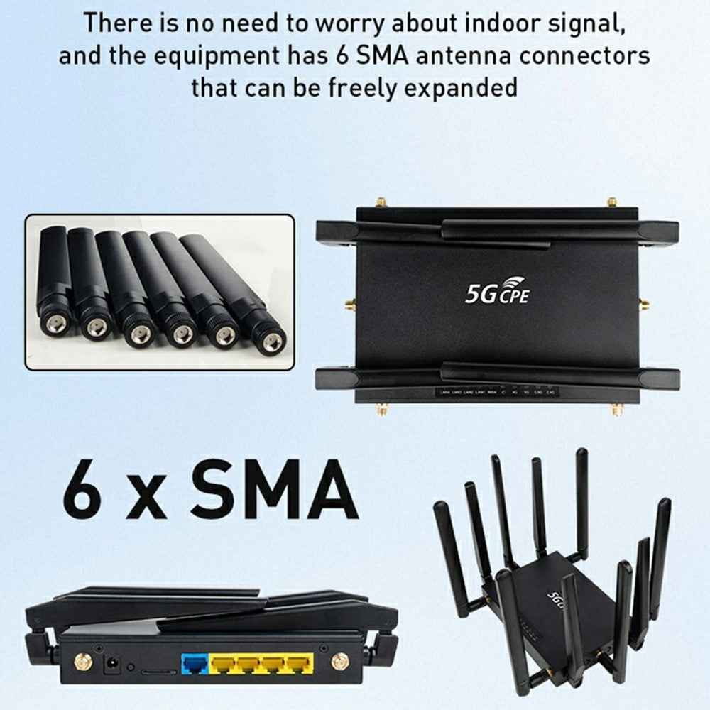 NR180 Eurasian Version Gigabit WiFi 6 Dual Band 2.4G+5.8G Router Dual SIM CPE 10 Antenna 5G Router - EU Plug