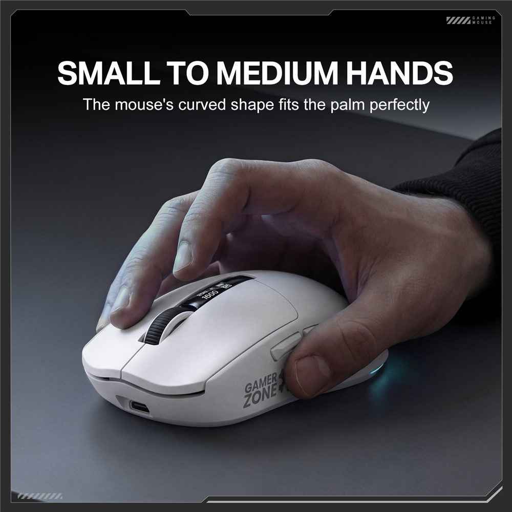 DM07 2.4G Wireless Gaming Mouse 3-Mode Wired Bluetooth-compatible PC Mice with Magnetic Charging Base - White