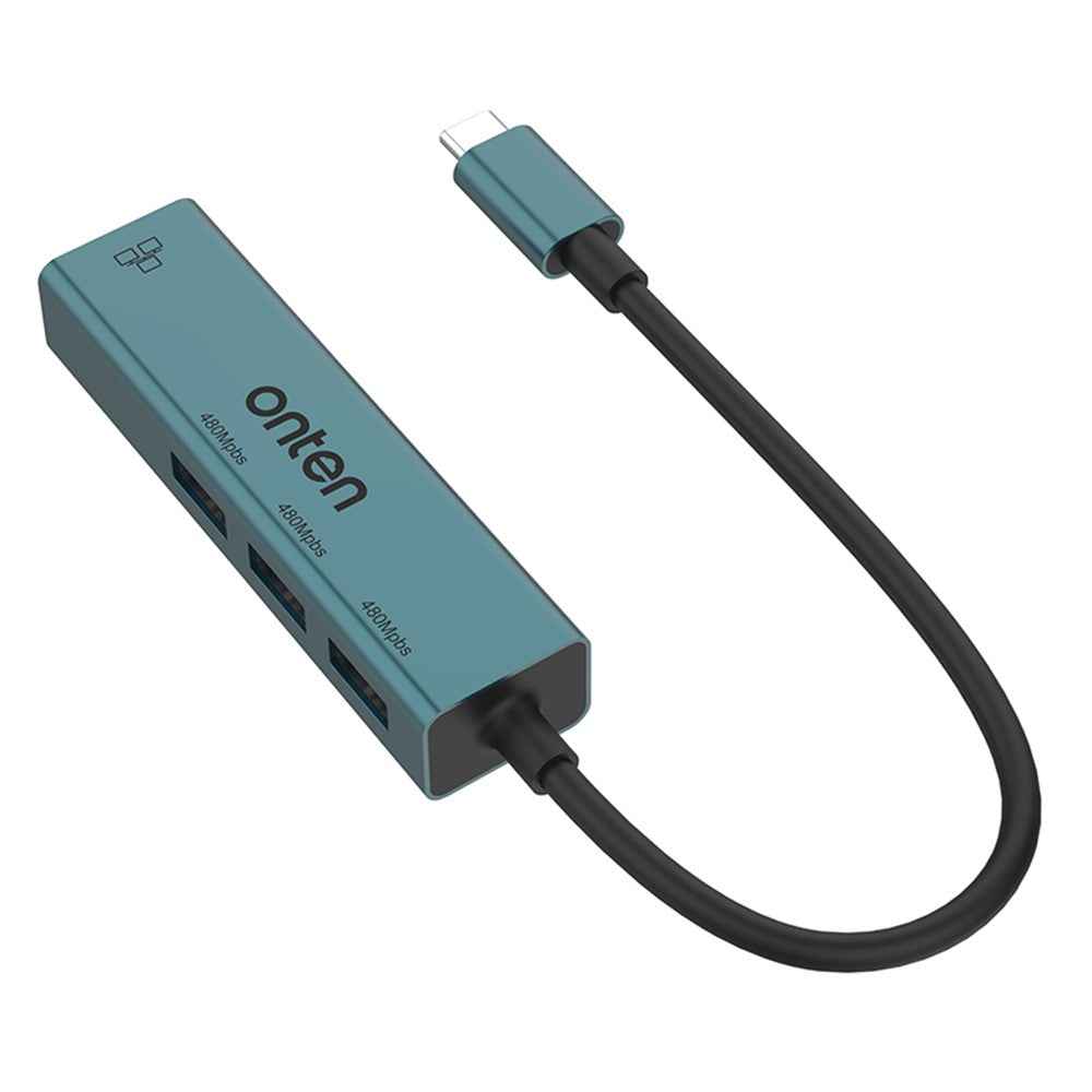 USB-C Hub with RJ45 Ethernet and 3x USB 2.0 Ports, 4-in-1 Adapter