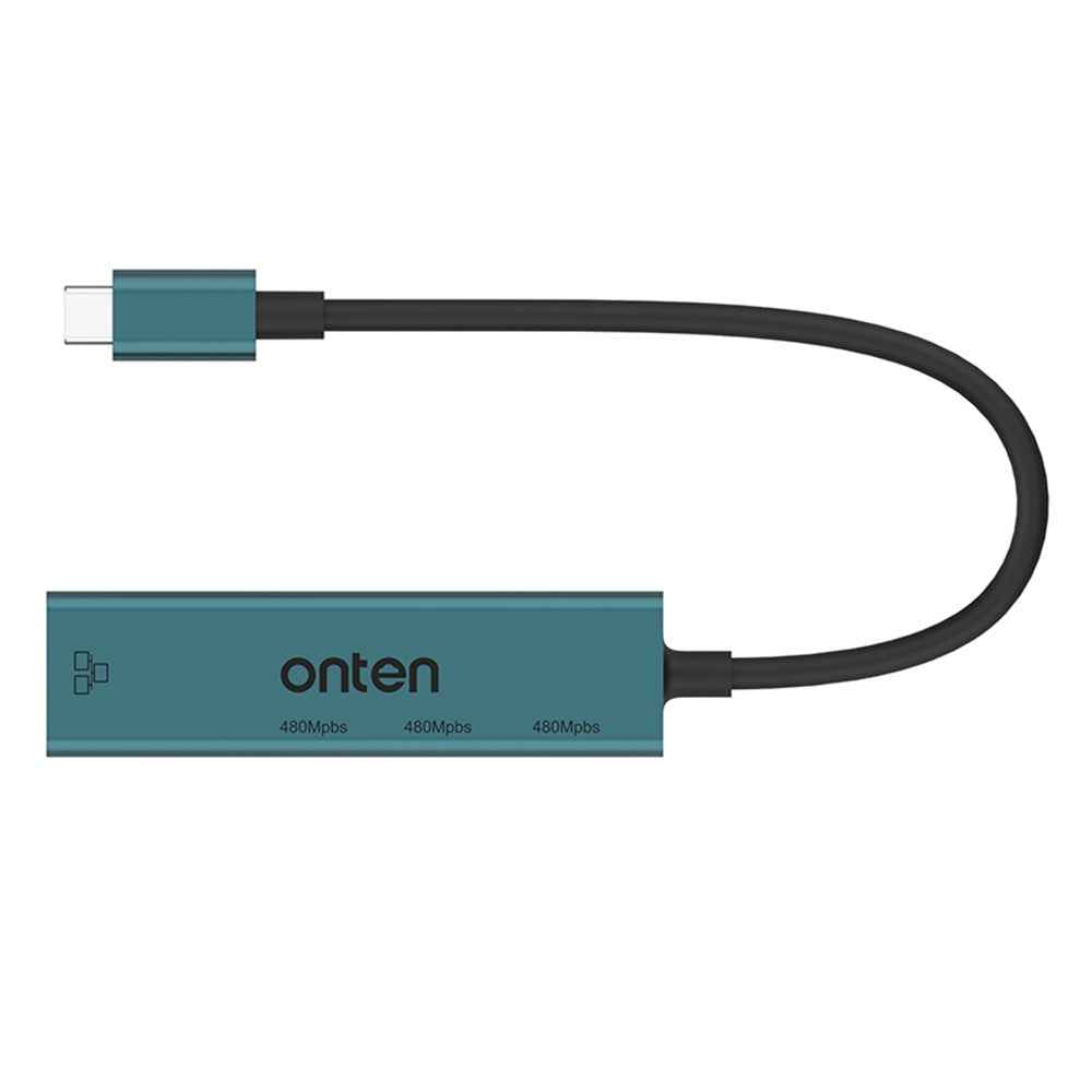 USB-C Hub with RJ45 Ethernet and 3x USB 2.0 Ports, 4-in-1 Adapter