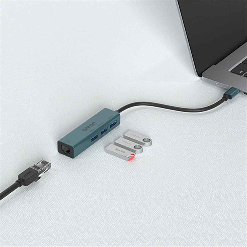 USB-C Hub with RJ45 Ethernet and 3x USB 2.0 Ports, 4-in-1 Adapter