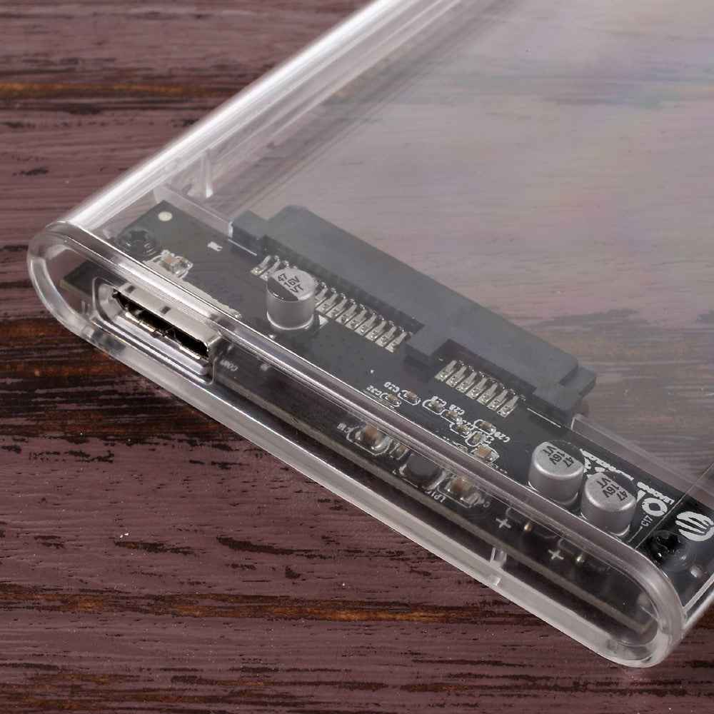 2139U3-CR USB3.0 External Hard Disk Box Storage Case for 9.5mm 2.5 inch SATA HDD / SSD - Transparent
