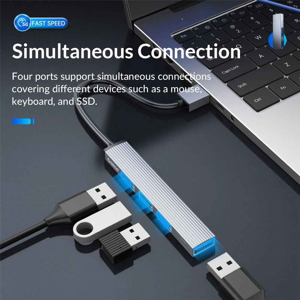 AH-A13 1*USB 3.0 + 3*USB 2.0 HUB 4 Port Aluminum Alloy USB Splitter for Macbook Pro PC Computer