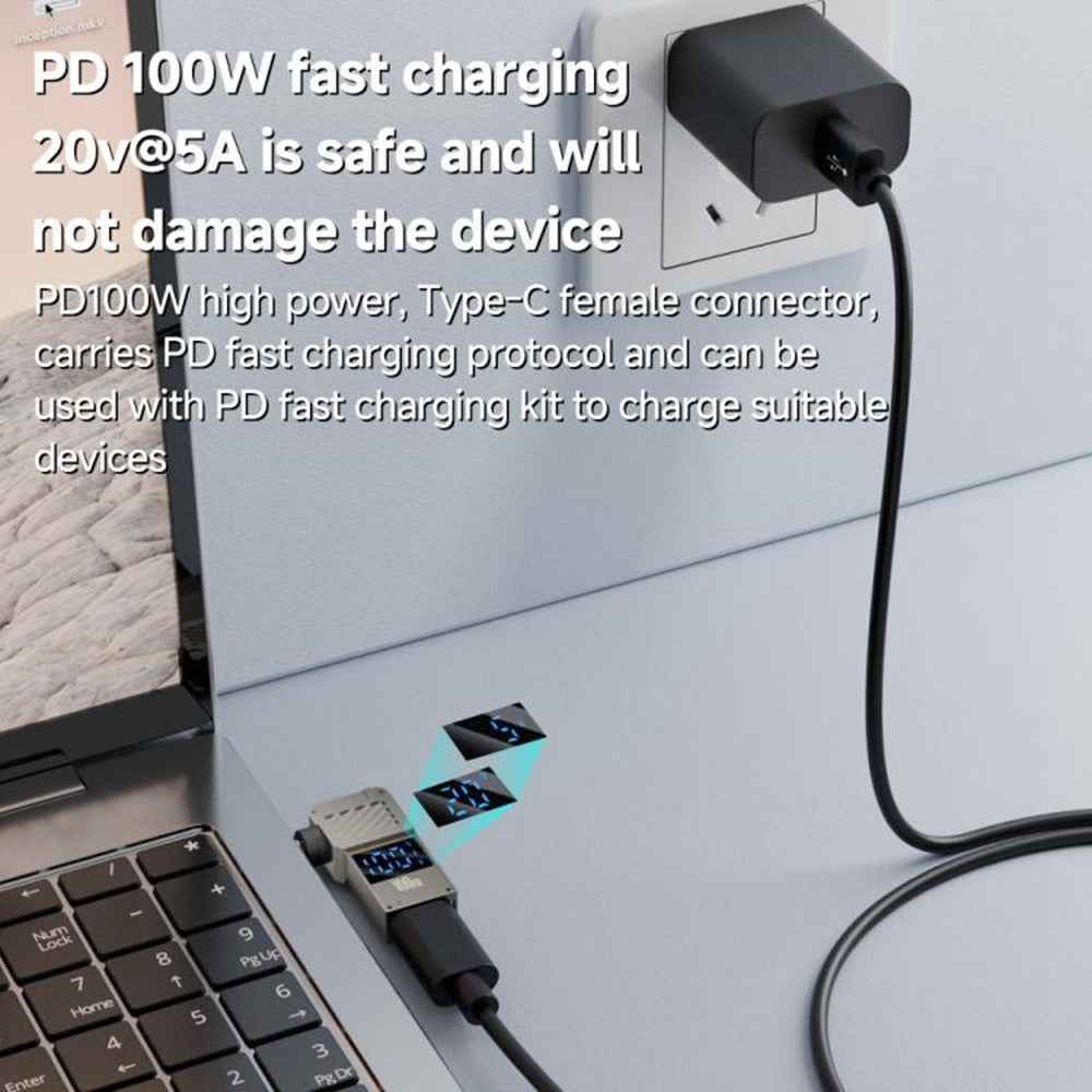 PD 100W Laptop Charging Adapter Type-C to DC 6.0x0.6mm Digital Display Fast Charging Converter