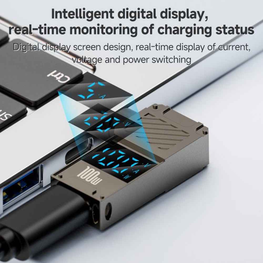 PD 100W Laptop Charging Adapter Type-C to DC 6.0x0.6mm Digital Display Fast Charging Converter