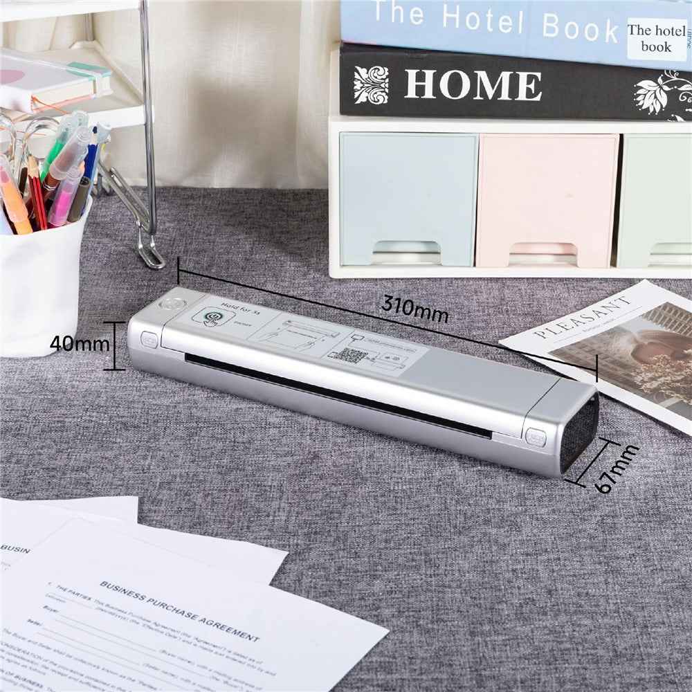 M08F Thermal Printer Portable Bluetooth-compatible Inkless Printer, Tattoo Version / 216mm Print Width - Silver+Black