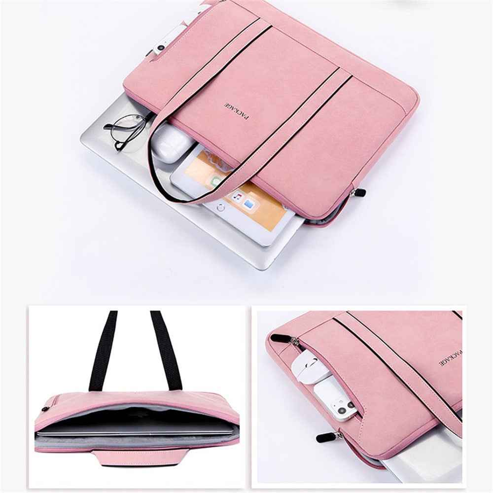 Q5 15-15.6 Inch Laptop Anti-scratch Lining Handbag PU Leather Notebook Carrying Bag - Baby Blue