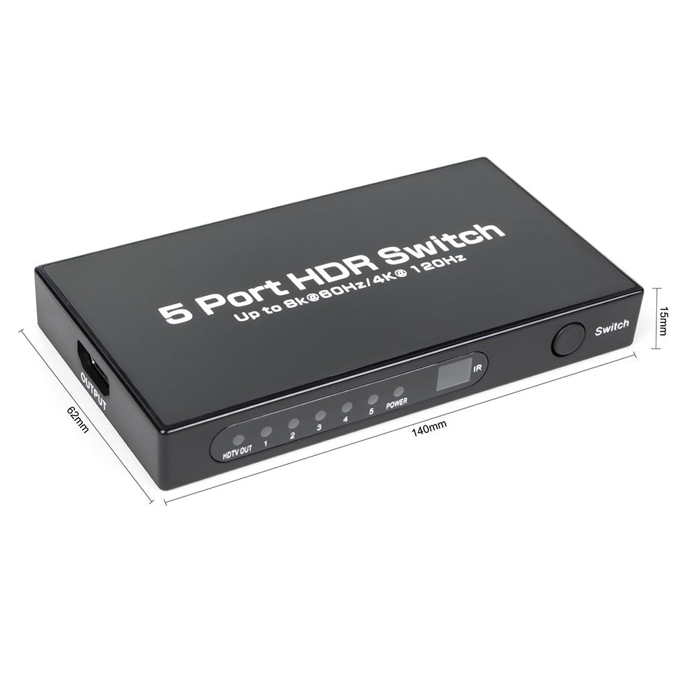 Q8-5-HDMI-2.1-5x1-Switch-8K-60Hz-Gaming-Video-Switcher-with-Remote-Control-for-Home-Theater-/-Office-EU-Plug