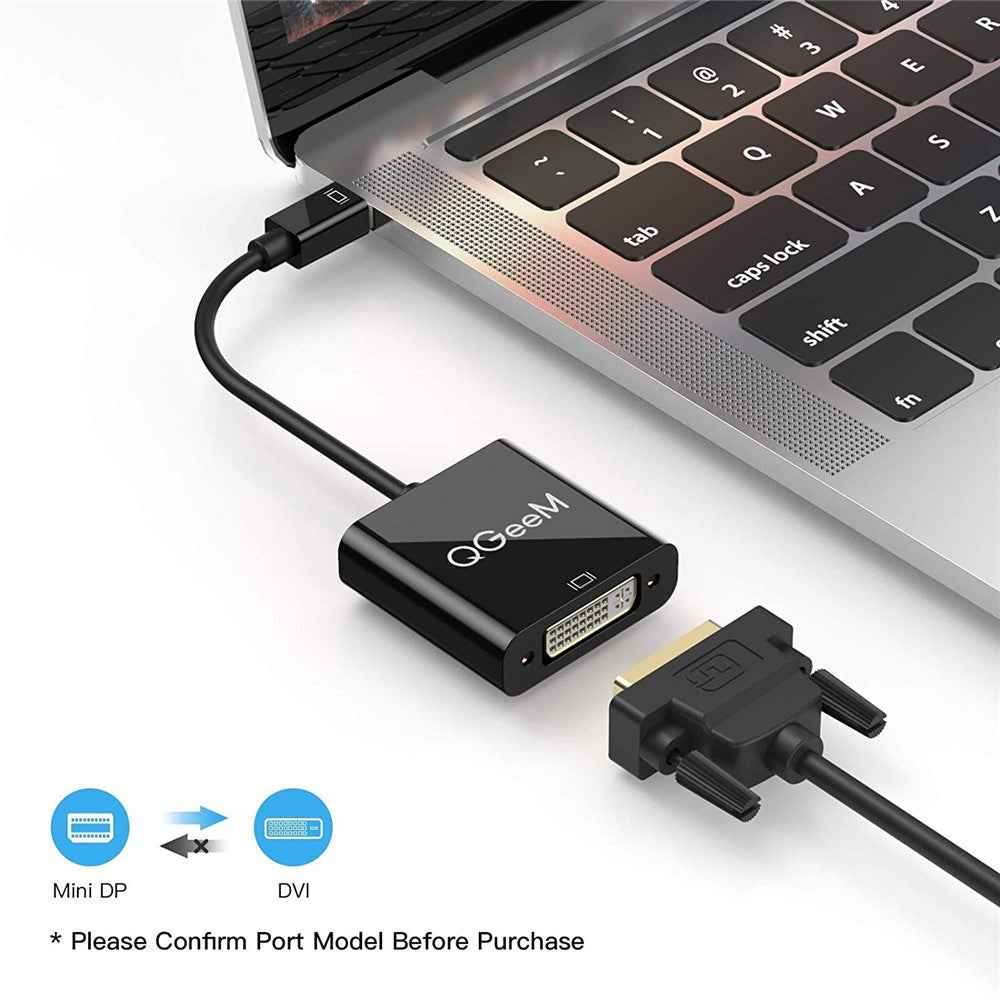 QG-HD27 Mini DP to DVI Adapter Cable Mini DisplayPort Male to DVI Female Converter Compatible with MacBook Thunderbolt Port Monitor Projector