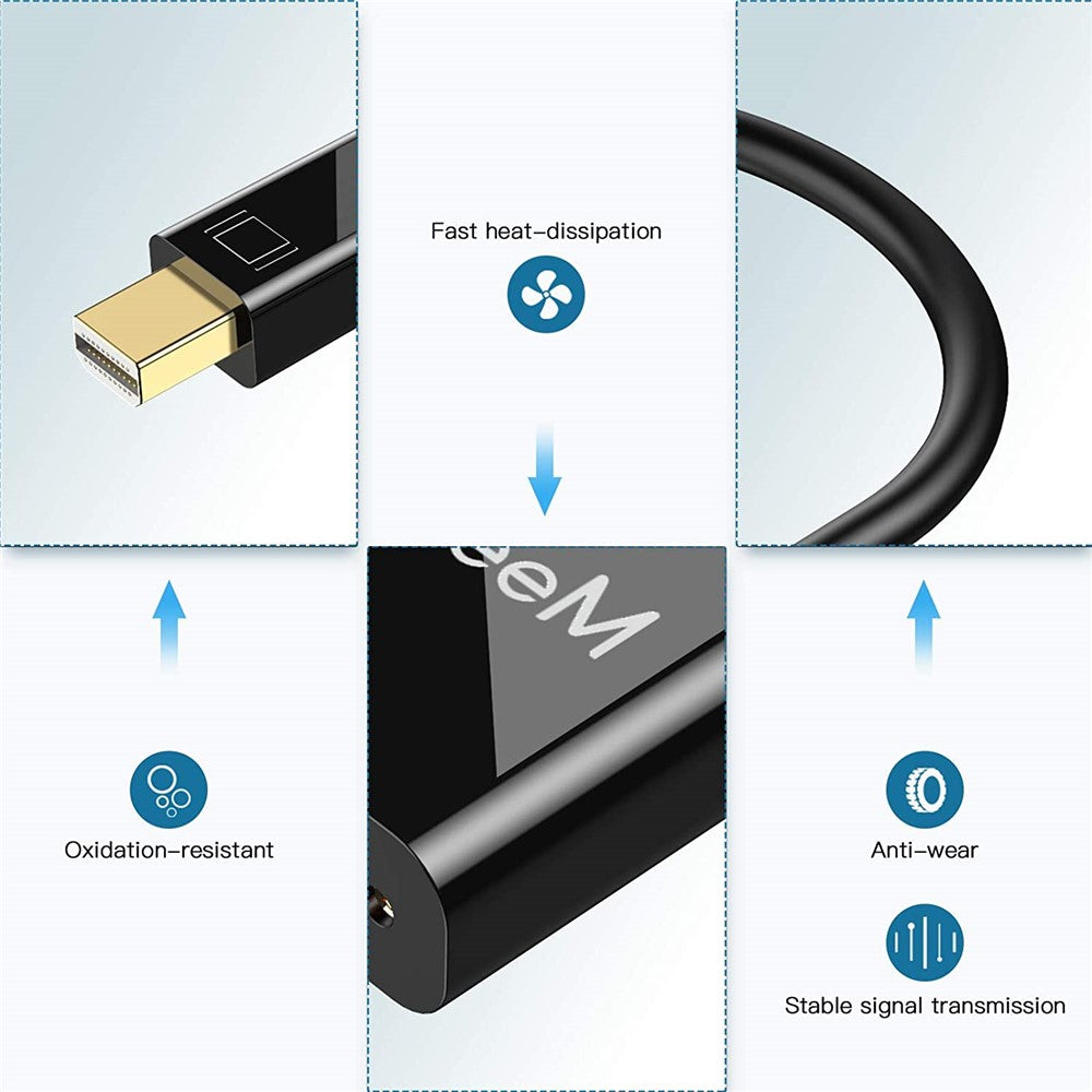 QG-HD27-Mini-DP-to-DVI-Adapter-Cable-Mini-DisplayPort-Male-to-DVI-Female-Converter-Compatible-with-MacBook-Thunderbolt-Port-Monitor-Projector