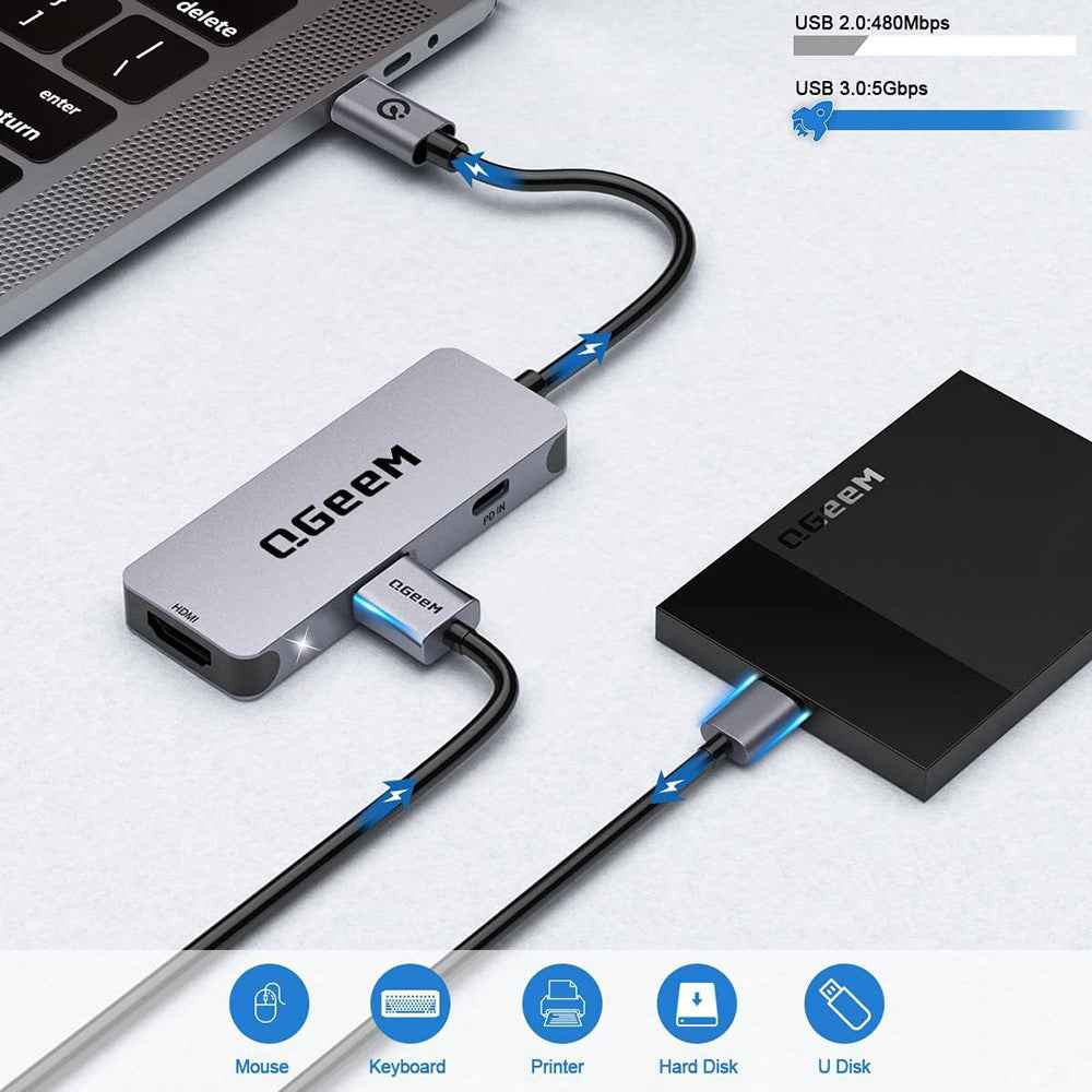 UH03-1 3 in 1 Docking Station Multifunction Type-C Hub Adapter USB-C to HD / PD 100W / USB Converter
