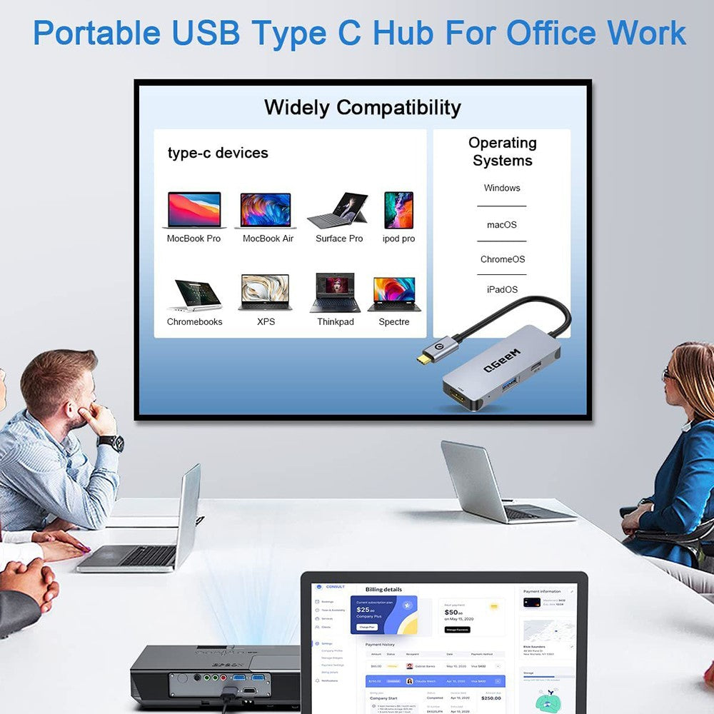 UH03-1-3-in-1-Docking-Station-Multifunction-Type-C-Hub-Adapter-USB-C-to-HD-/-PD-100W-/-USB-Converter