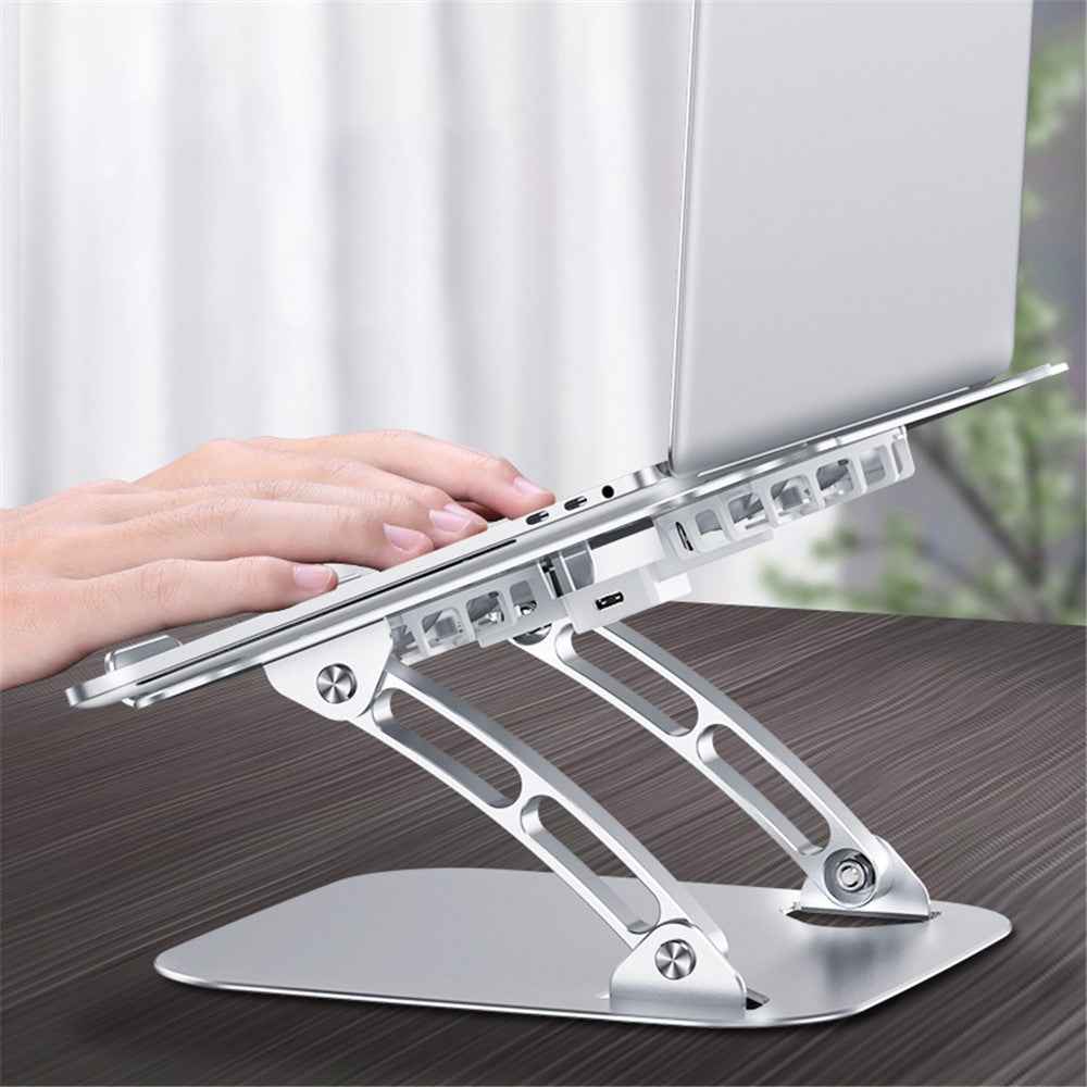 R-JUST HZ13 Aluminum Alloy Laptop Stand Mount Notebook Riser Bracket with Double Cooling Fan