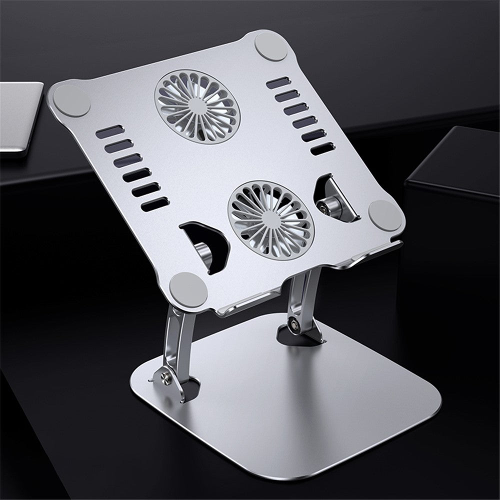 R-JUST-HZ13-Aluminum-Alloy-Laptop-Stand-Mount-Notebook-Riser-Bracket-with-Double-Cooling-Fan