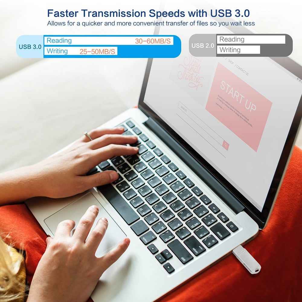 64GB External Storage Mini U Disk for iPhone Android 3 in 1 Memory Stick USB 3.0 Flash Drive - Black