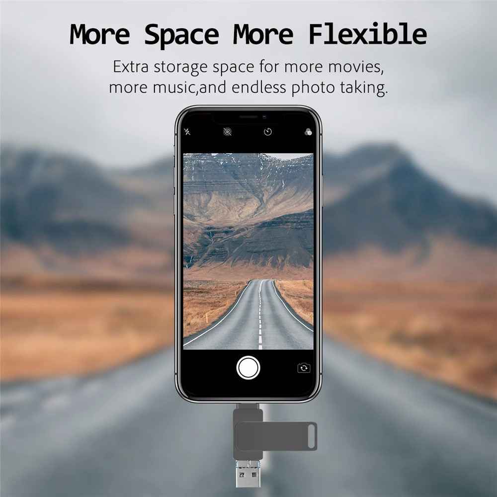 R-PK004 8GB Portable Memory Stick 3 in 1 Lightning/Micro USB/USB 3.0 Flash Drive OTG U Disk - Black