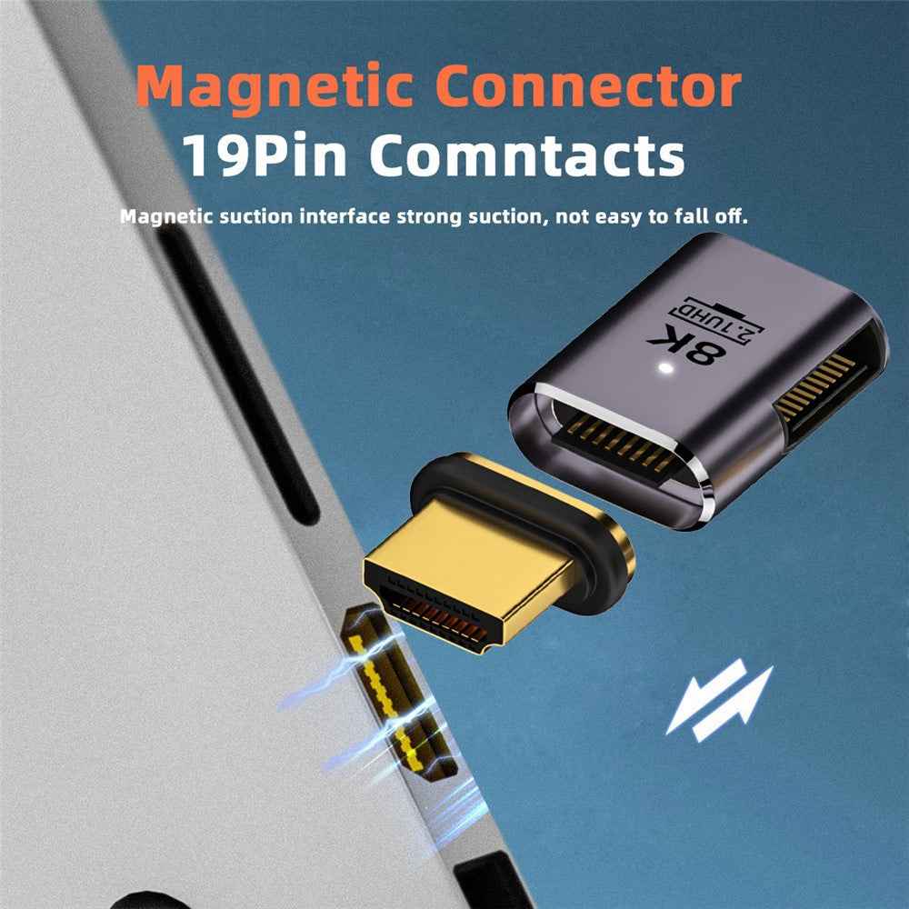 Right-Angled 48Gbps Converter UHD HDTV Magnetic HDMI 2.1 Adapter Supports 8K 60Hz High Resolution