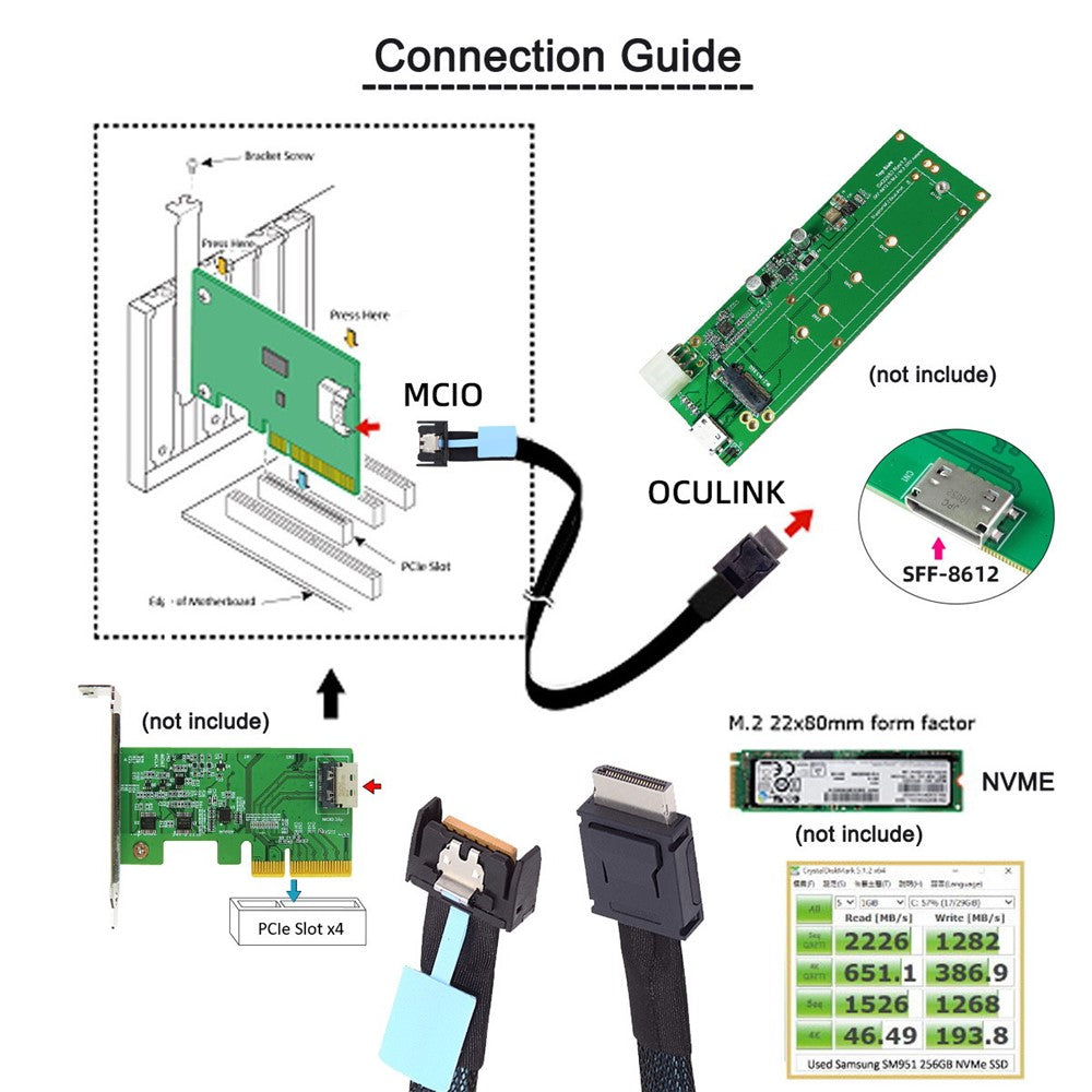 SF-077-50cm-PCI-E-MCIO-38Pin-Male-to-SFF-8611-Oculink-4X-Extender-Cord