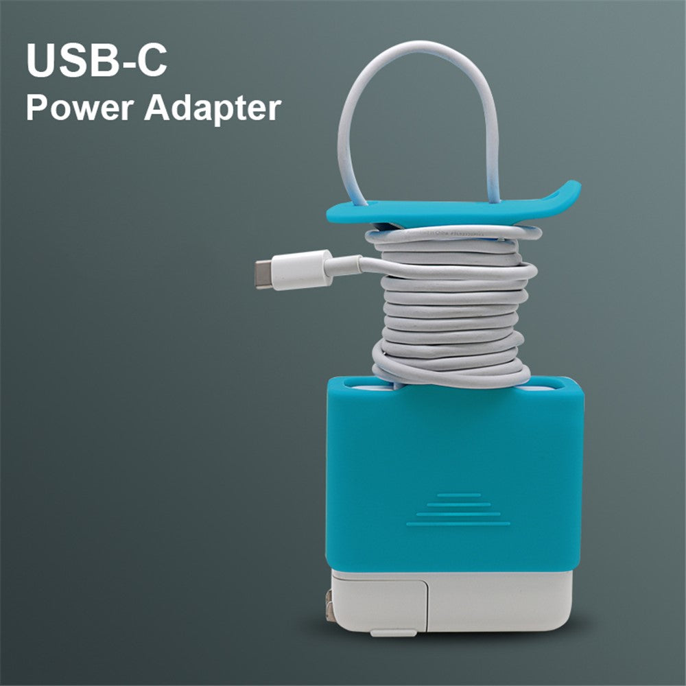 Soft-Silicone-Cover-Charging-Cable-Organizer-Protective-Case-for-Apple-MacBook-USB-C-Power-Adapter-61W/96W-Black
