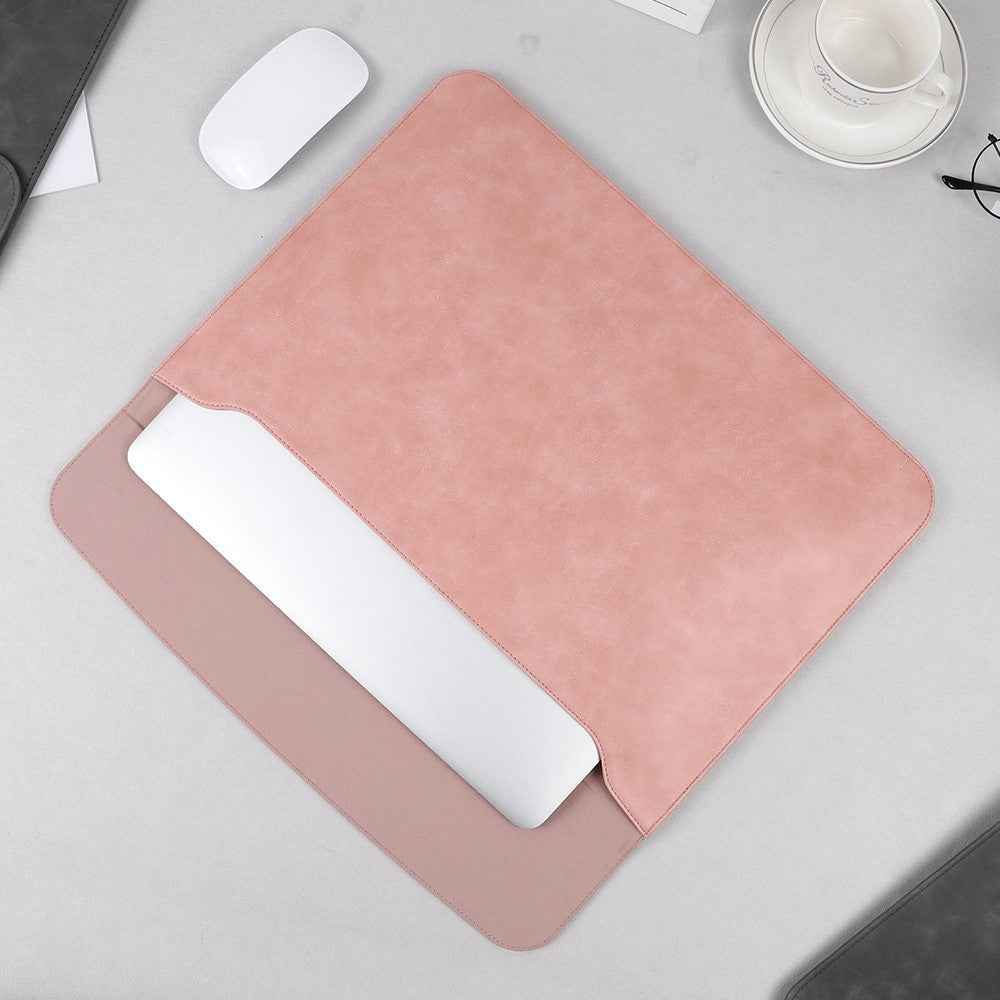 SS13 13 Inch Notebook Computer Carrying Pouch Lightweight Thin Laptop Sleeve Bag Ultra-thin PU Leather Mouse Pad - Brown