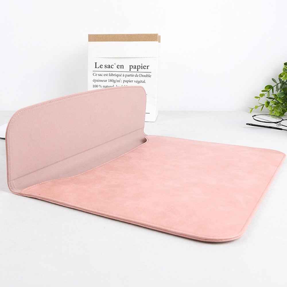 SS13 13 Inch Notebook Computer Carrying Pouch Lightweight Thin Laptop Sleeve Bag Ultra-thin PU Leather Mouse Pad - Brown