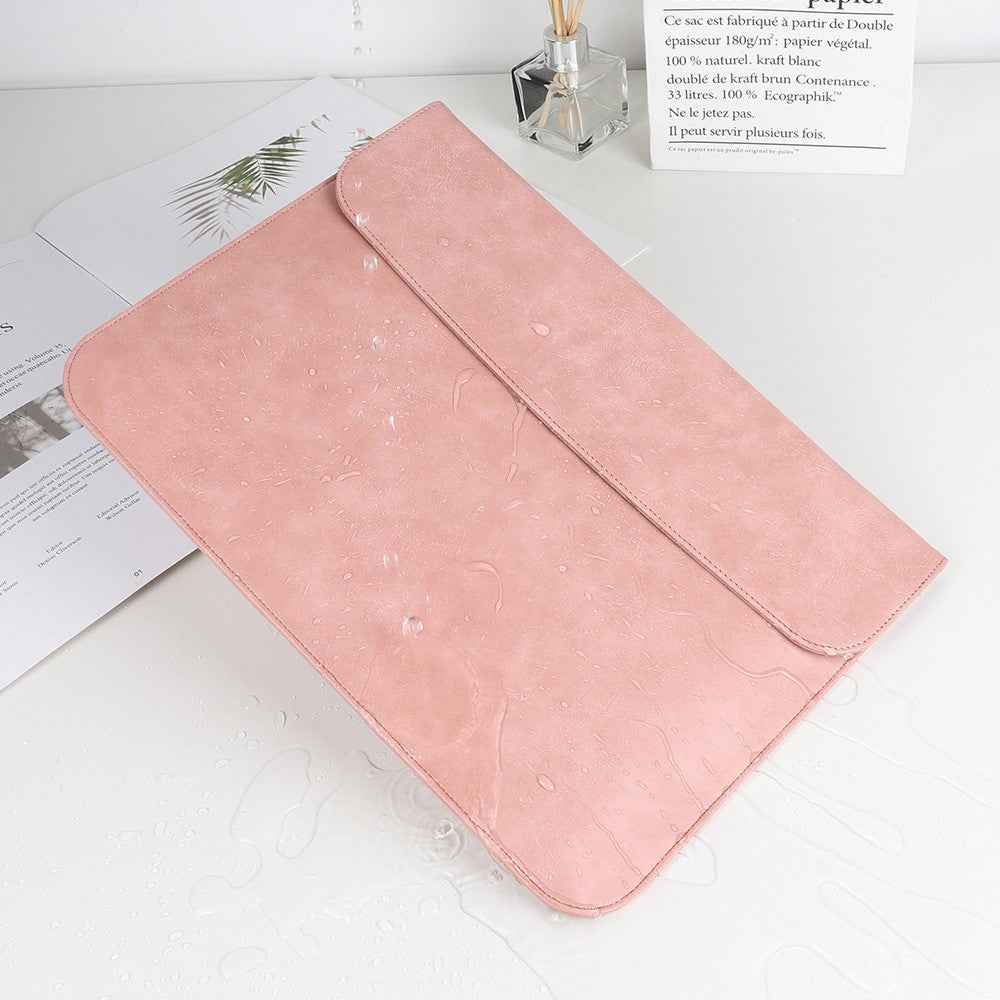 SS13 13 Inch Notebook Computer Carrying Pouch Lightweight Thin Laptop Sleeve Bag Ultra-thin PU Leather Mouse Pad - Brown