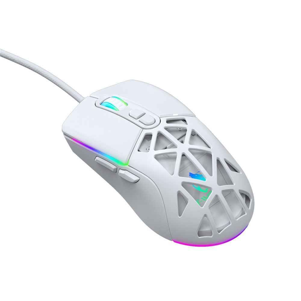 G520 Gaming Mouse RGB Backlit 7 Keys Programmable Mouse with Interchangeable Back Cover - White