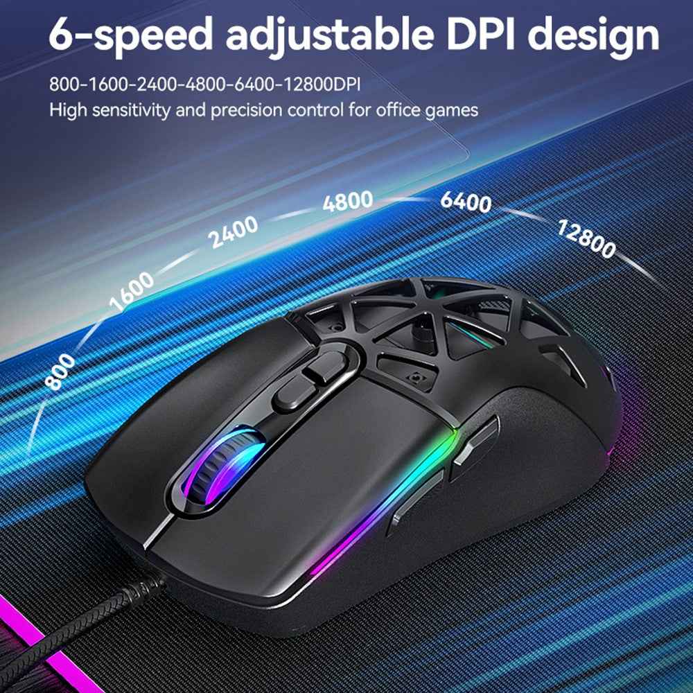 G520 Gaming Mouse RGB Backlit 7 Keys Programmable Mouse with Interchangeable Back Cover - White
