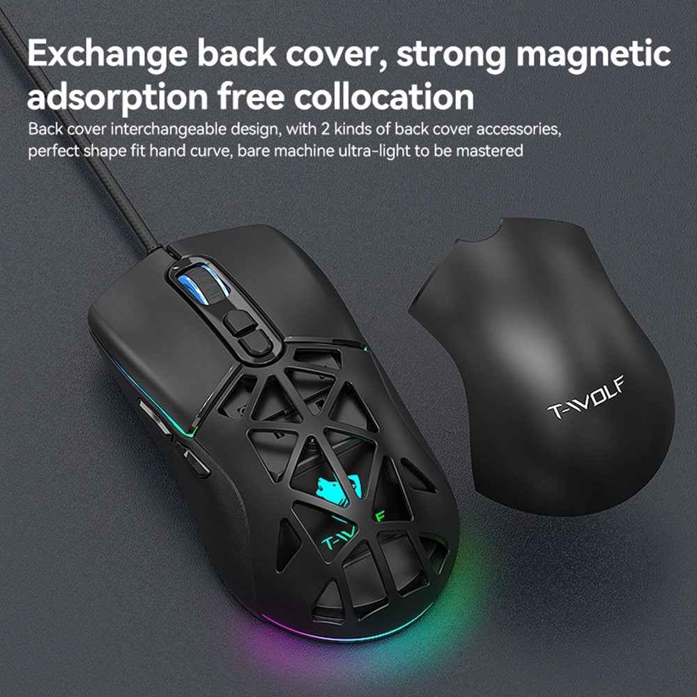 G520 Gaming Mouse RGB Backlit 7 Keys Programmable Mouse with Interchangeable Back Cover - White