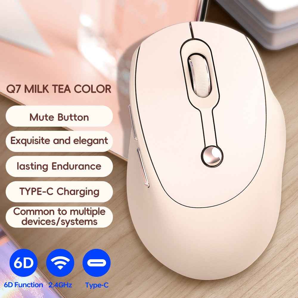 Q7 2.4G Wireless Mouse 3-Level DPI Adjustable Optical Sensor 6 Buttons for Home / Office Use