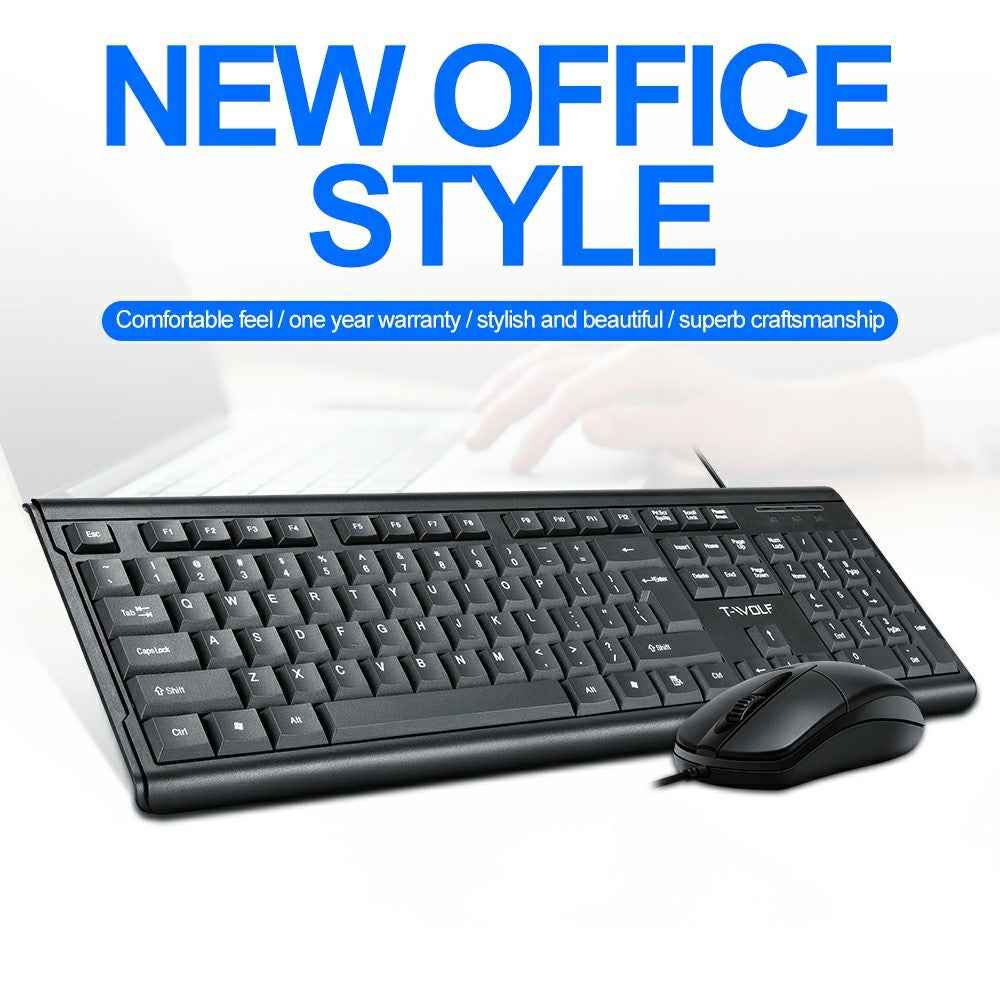 TF500 USB Wired Keyboard Mouse Set 104 Keys Keyboard for Computer PC Laptop