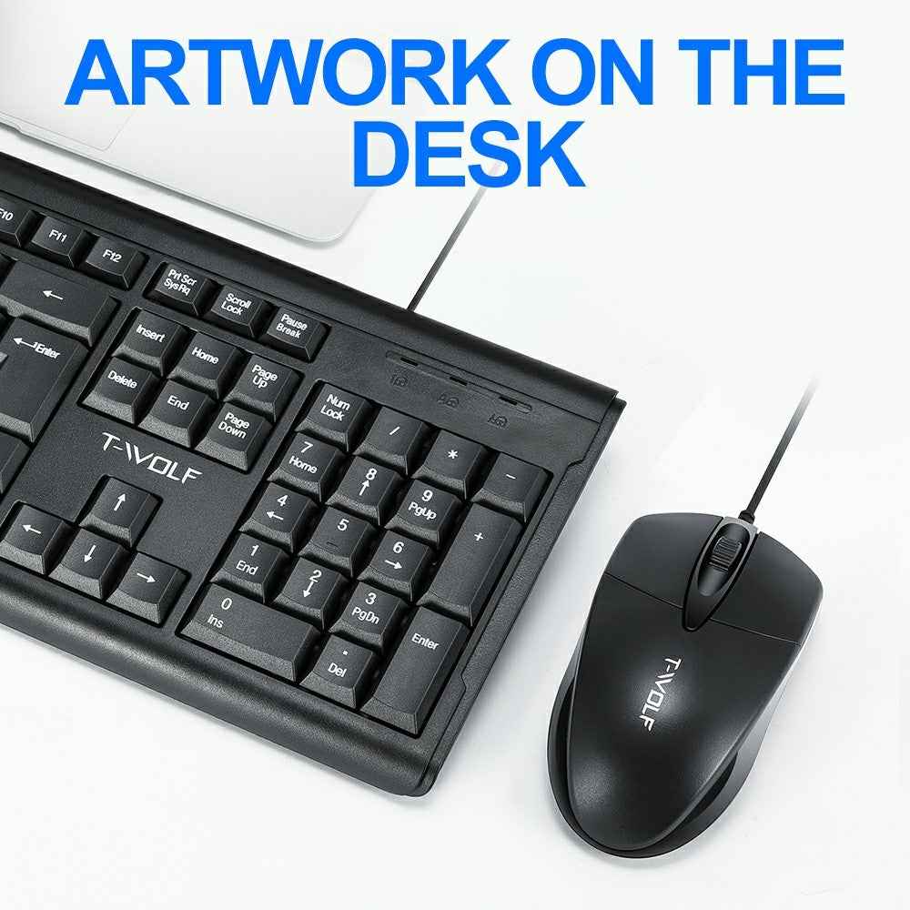 TF500 USB Wired Keyboard Mouse Set 104 Keys Keyboard for Computer PC Laptop
