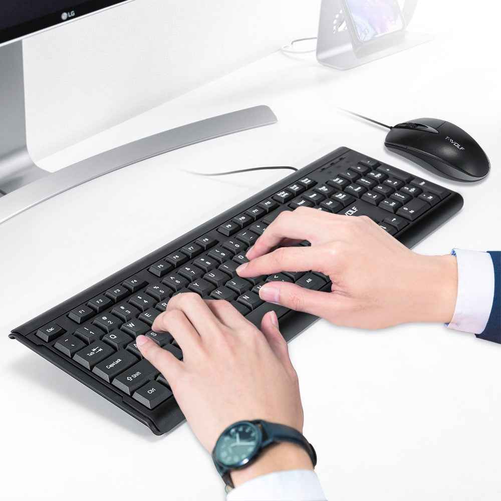 TF500 USB Wired Keyboard Mouse Set 104 Keys Keyboard for Computer PC Laptop