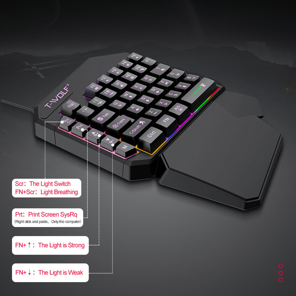 TF950-5PCS-Gaming-Keyboard-Mouse-Set-Wired-40-Key-Keyboard-Mouse-with-Stand-and-Adapter-for-Android-Phone-Tablet-Black