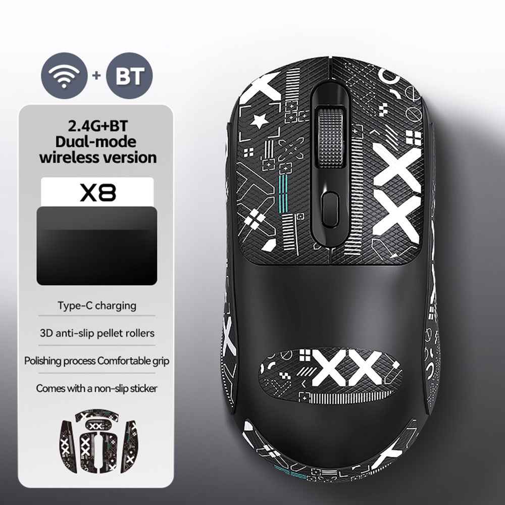X8 Dual Mode Wireless Mouse with 500mAh Rechargeable Battery Gaming Mouse - Black
