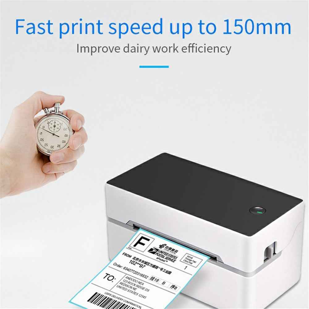 TDL402 Fast Printing 203DPI Thermal Printer Inkless Barcode Label Printer, USB + Bluetooth-compatible Version - UK Plug