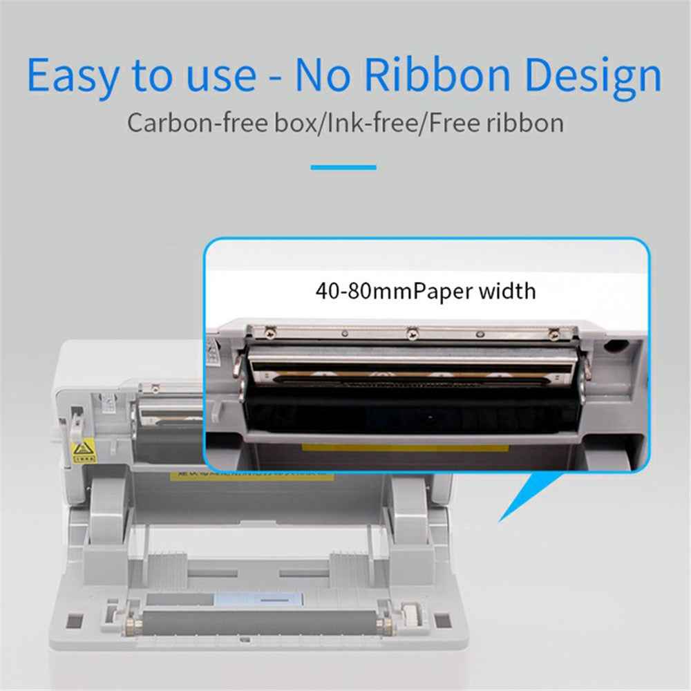 TDL402 Fast Printing 203DPI Thermal Printer Inkless Barcode Label Printer, USB + Bluetooth-compatible Version - UK Plug
