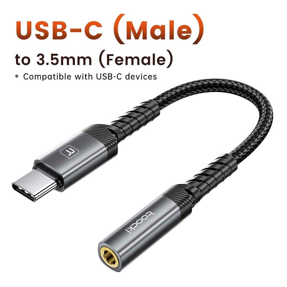 TQ-YP09A 0.12m USB-C Male to 3.5mm Female Audio Adapter Cable HiFi DAC Chip Aux Cable for Headphones
