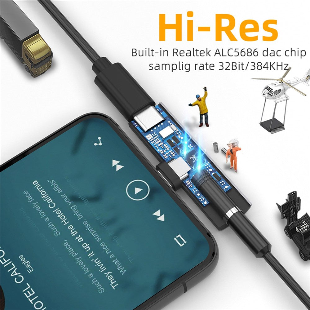 Type-C-Male-to-Type-C-+-3.5mm-Female-Jack-Converter-PD-27W-Charging-Earphone-Audio-Adapter-for-Laptop-Tablet-Phone-Dark-Grey