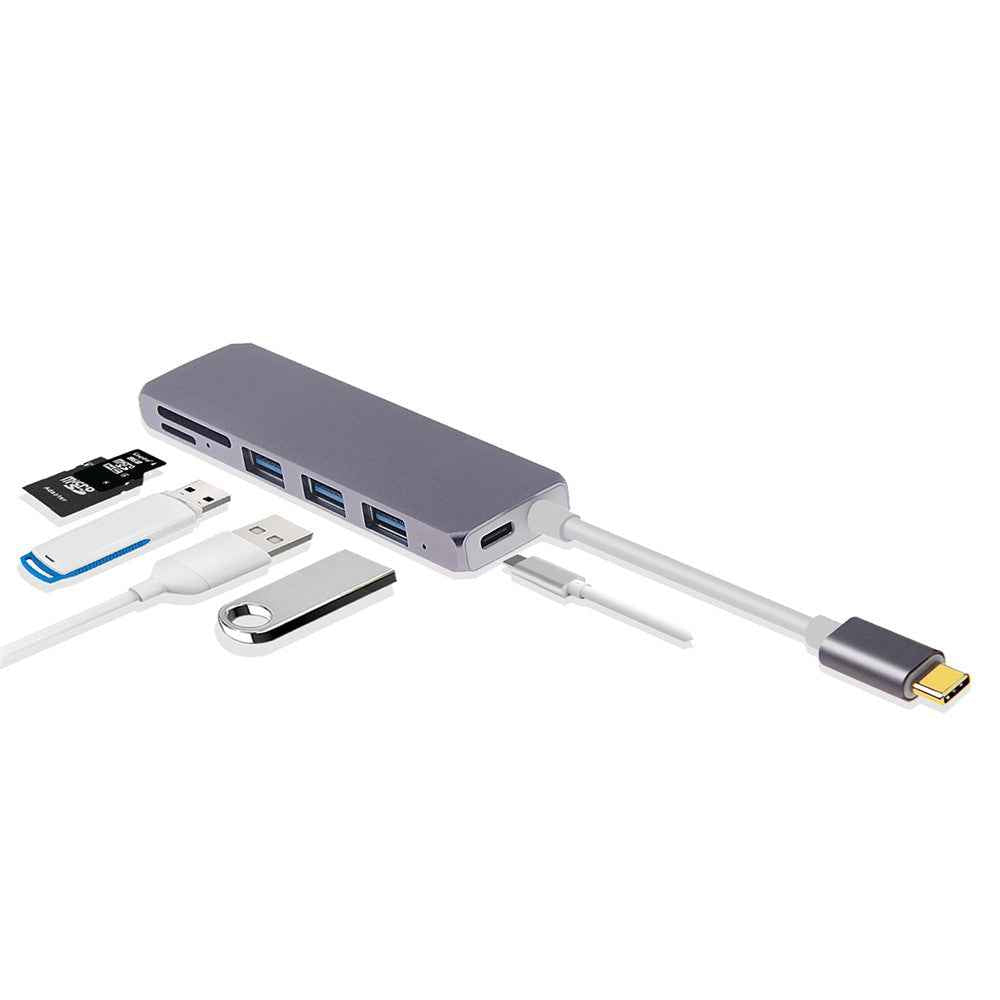 Type-C to USB3.0x3 + USB3.1(PD) + SD + Micro SD Converter Adapter