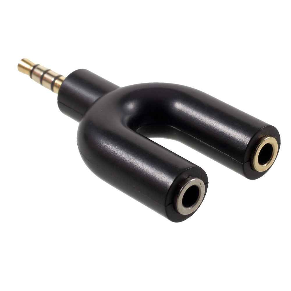 U Shape 3.5mm Stereo Audio Male to 2 Female Headphone/Mic Splitter Adapter