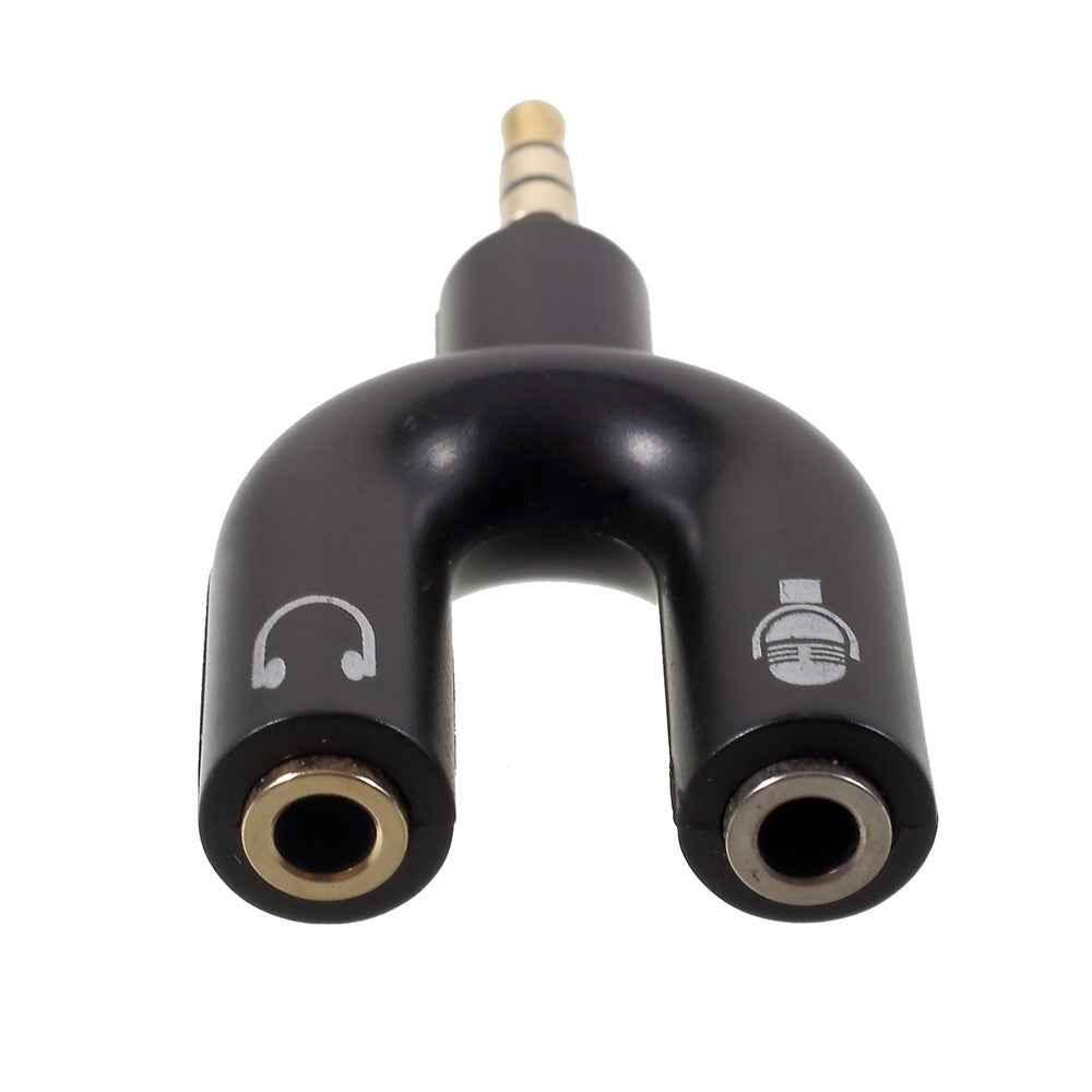 U Shape 3.5mm Stereo Audio Male to 2 Female Headphone/Mic Splitter Adapter