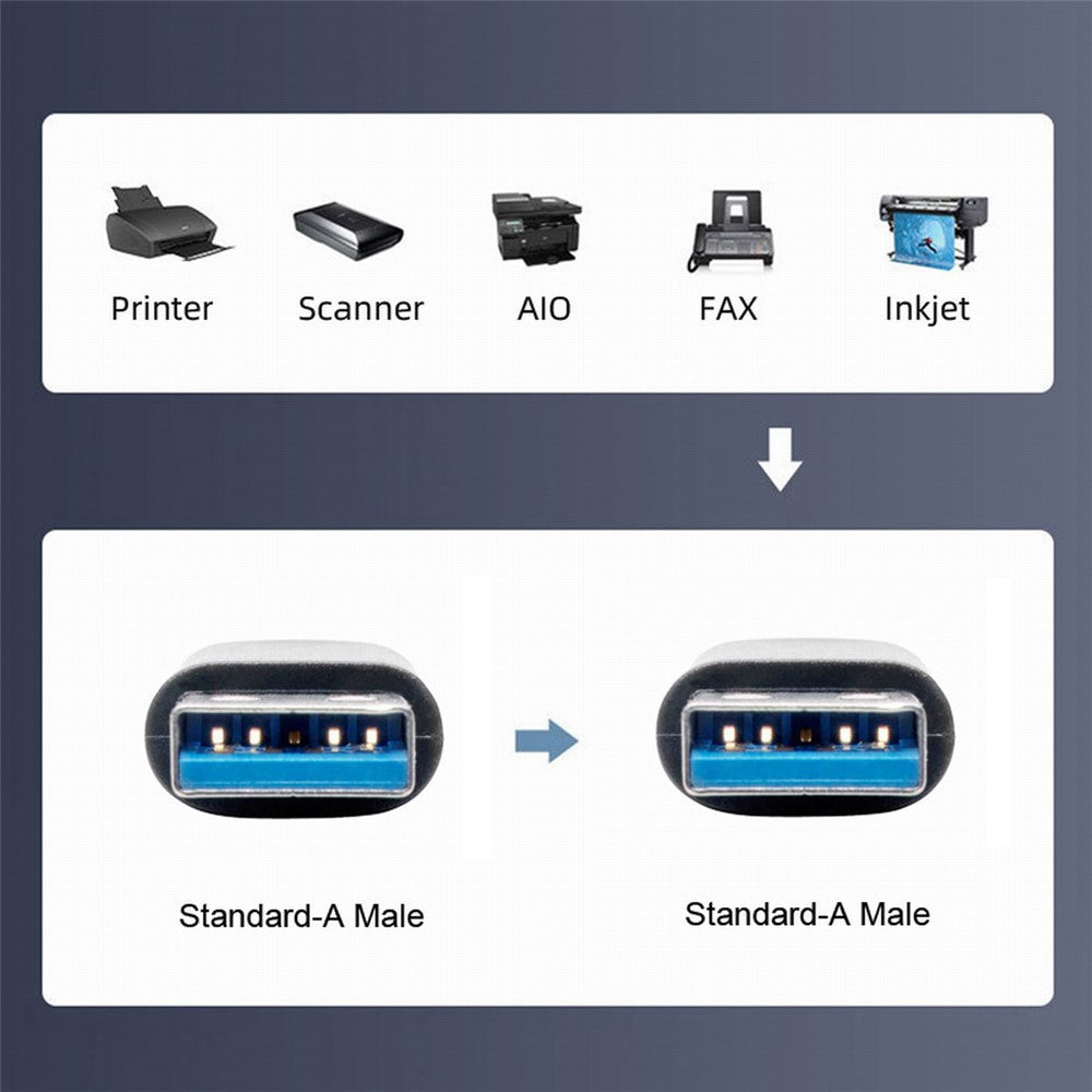 U3-075-AM-0.3m-USB-3.0-Male-to-Male-Cord-5Gbps-Data-Transfer-for-Cameras,-DVD-Player,-Hard-Disk-(Silver-Shell)