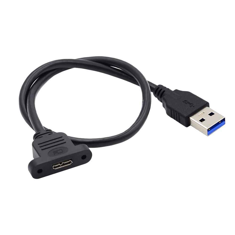 U3-083-AM 50cm Type-A USB 3.0 Male to Micro 3.0 Type-B Female Converter 5Gbps Screw Mount Type Extension Cable