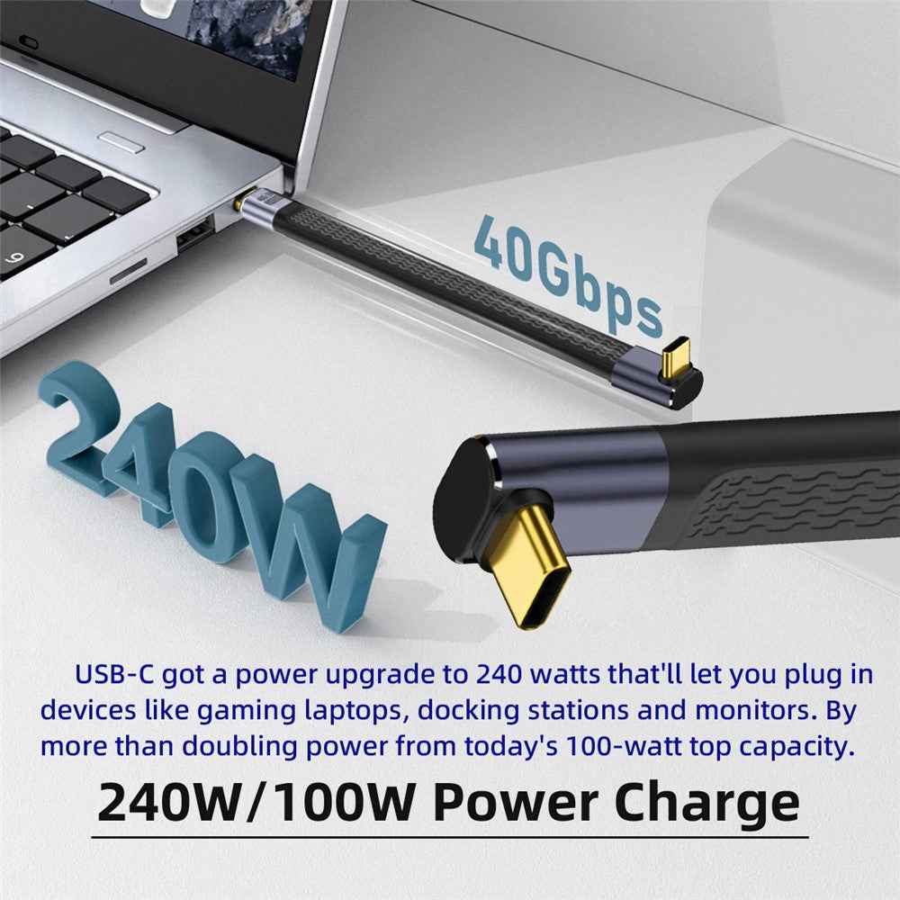 UC-002-0.13U 13cm Up Angled 240W Type-C Male to Male USB4 40Gbps 100W 8K Flat Slim FPC Data Cable for Laptop Phone