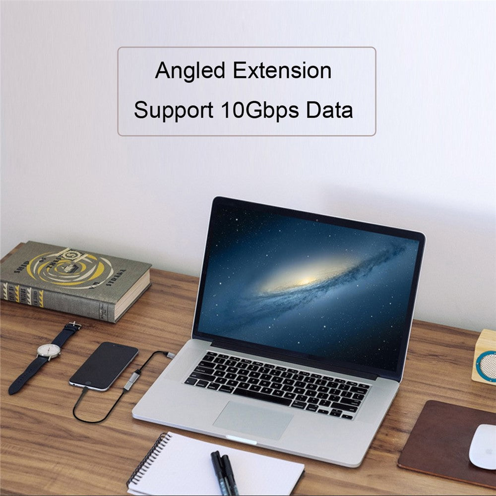 UC-058-RI-2.0M-2m-90-Degree-Right-Angled-USB-C-USB-3.1-Male-to-Female-Cable-Alloy-Connector-Extension-Cable