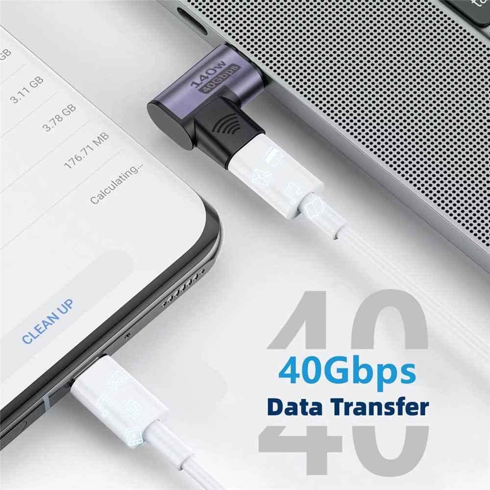 UC-062-RI 40Gbps USB4 Magnetic Type C Male to Female Left Right Angled 140W Power Data 8K Video Adapter for Laptop Phone